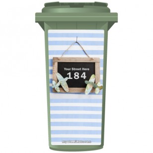 Your House Number Or Name & Street Name On A Rustic Chalkboard Wheelie Bin Sticker Panel